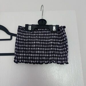 Stradivarius Black and White Smocked Bubble Crop Top